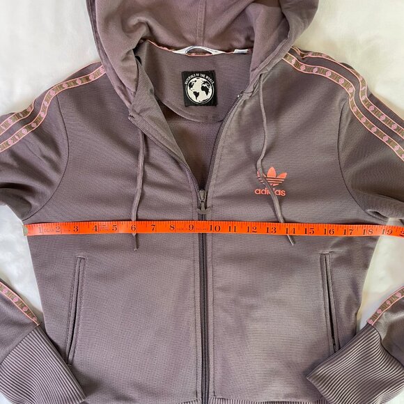 Adidas Originals Size M  Retro Y2k Full Zip Hoodie Track Jacket Mauve - Picture 9 of 14
